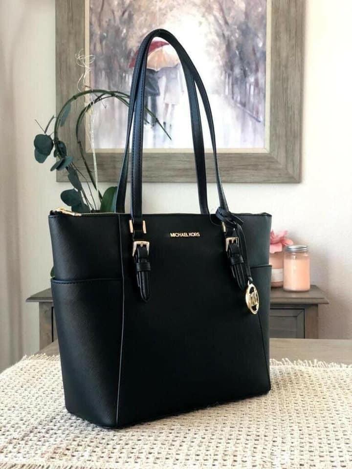 Michael Kors Charlotte Large Zip Tote Bag in Black