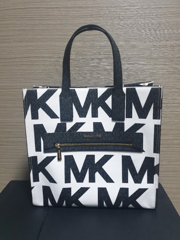 Michael Kors, Bags, Michael Kors Large Graphic Logo Tote Mk Whitegrey
