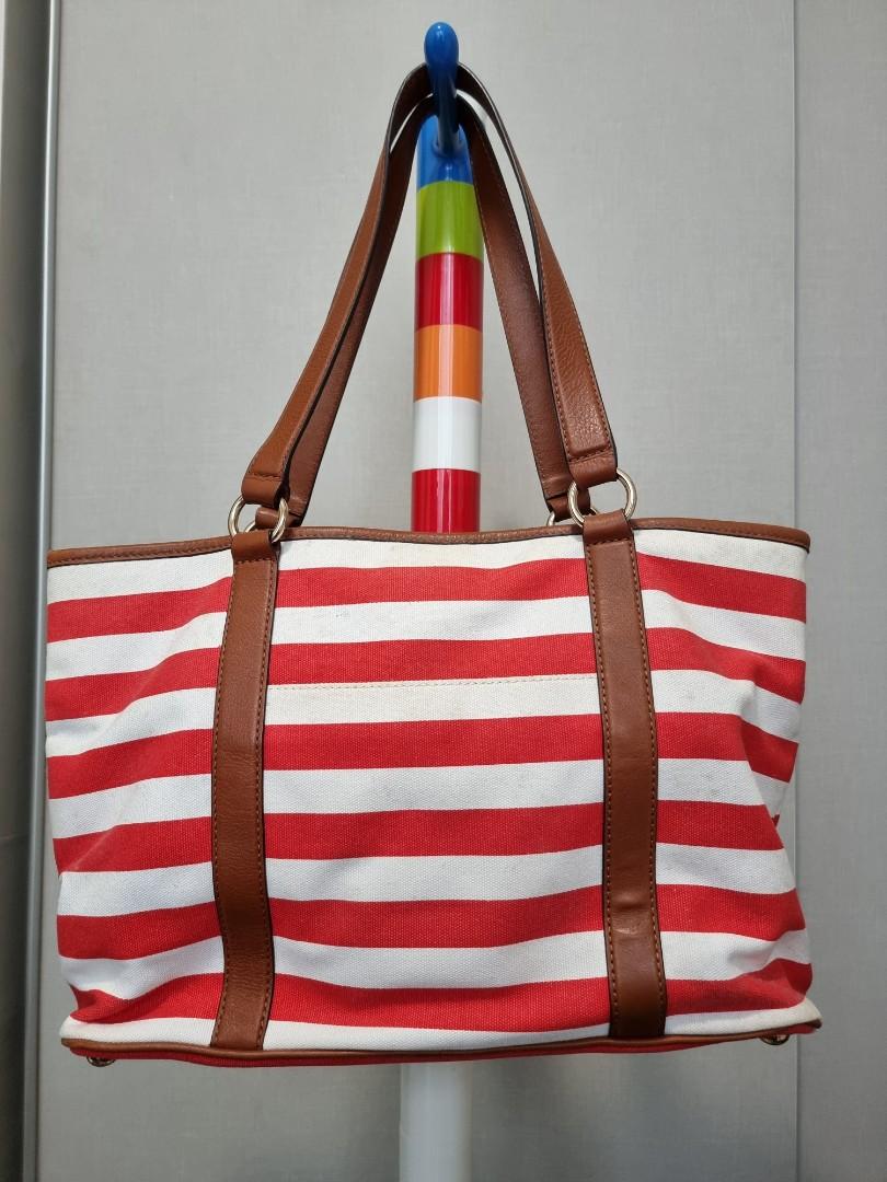 Michael Kors red and white stripes tote bag