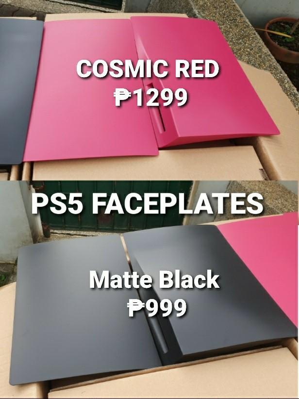 PS5 FACEPLATES, MIDNIGHT BLACK AND COSMIC RED (Category: PlayStation) located in Manila. Submitted by kiddgamer (Listing ID 1116121048, Image 1). Description: Available for COD Can be delivered nationwide thru Lbc Grab or Lalamove.