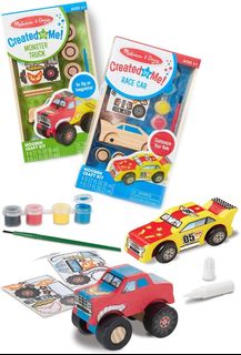  Melissa & Doug Decorate-Your-Own Wooden Craft Kits Set - Race  Car and Monster Truck : Toys & Games