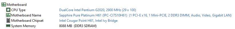 Sapphire PURE Platinum H61 ITX Intel Pentium G2020 Computers Tech 