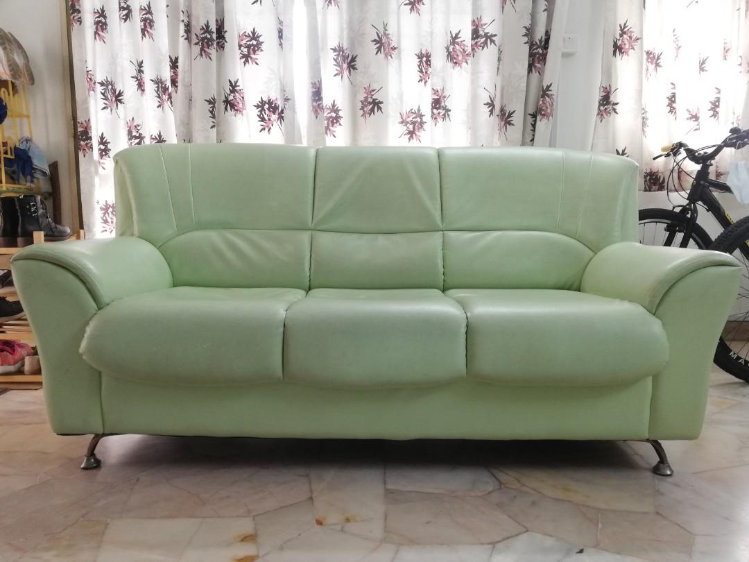Apple green leather shop sofa