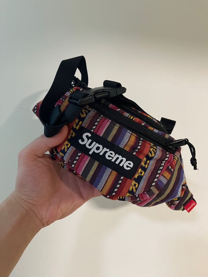 Supreme Woven Stripe Waist Bag Multicolour 全新剪完牌無用過, 男裝 
