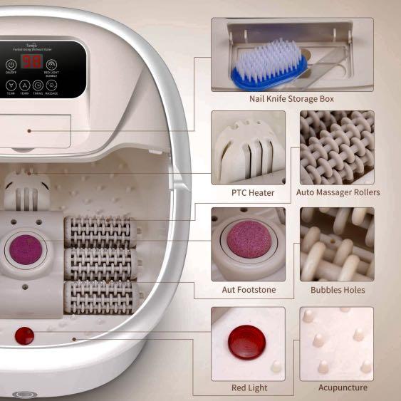 Turejo Foot Spa Bath Massager with Heat Bubbles, Upgraded 6 Automatic