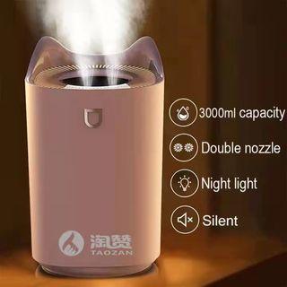 Ultrasonic USB Home Air Humidifier 3000ML Double Nozzle Cool Mist Aroma Diffuser with Coloful LED night light For Office AND Home