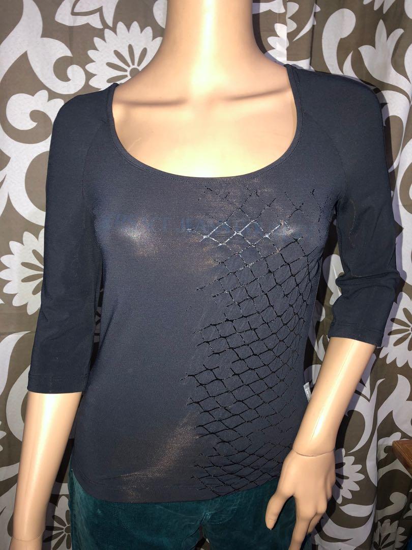 VERSACE JEANS COUTURE blue top S (Category: Luxury Apparel) located in Baguio. Submitted by princessjhade (Listing ID 1116240819, Image 1). Description: Small Vgc Plus sf.