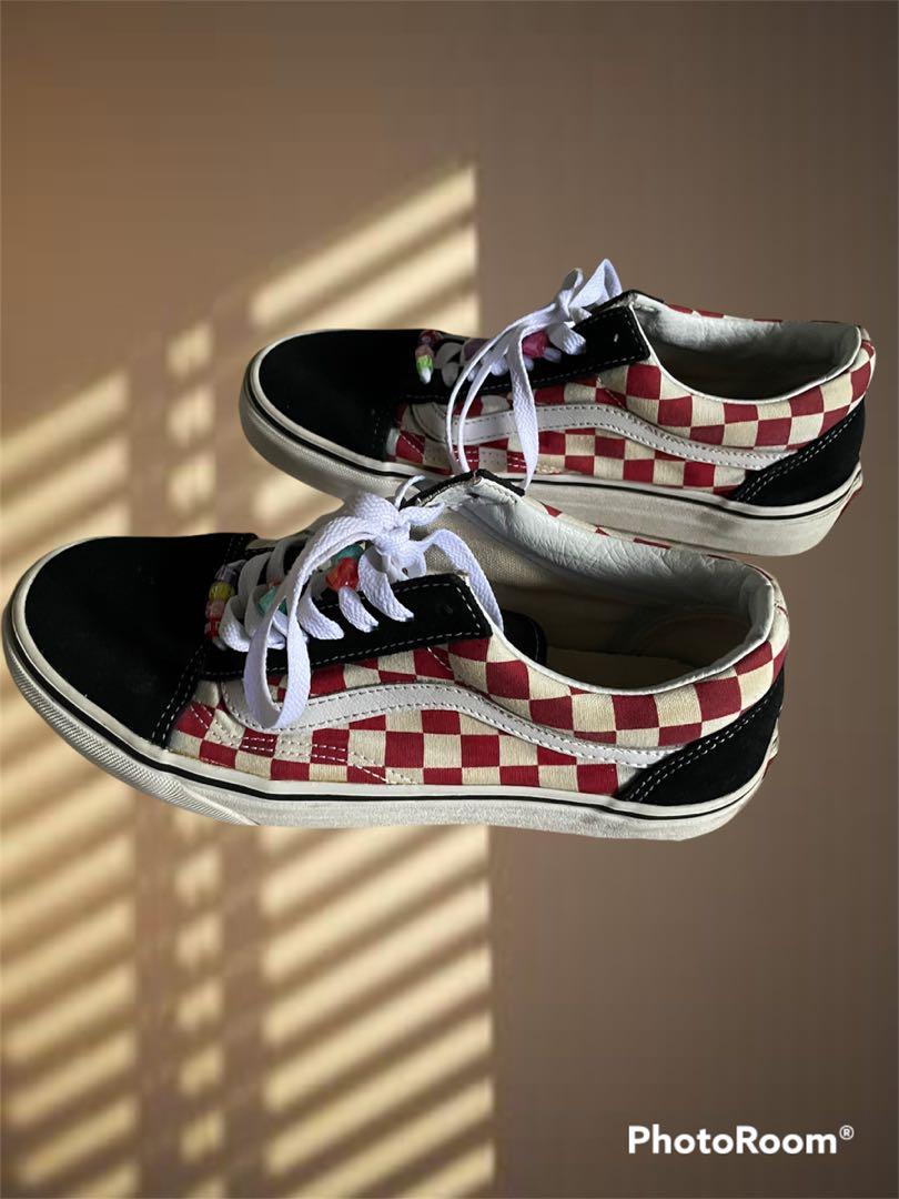 Red checkered vans sale women