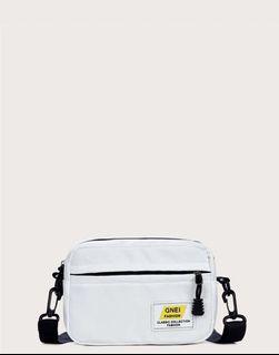 Zip Front Nylon Crossbody Bag Black & White