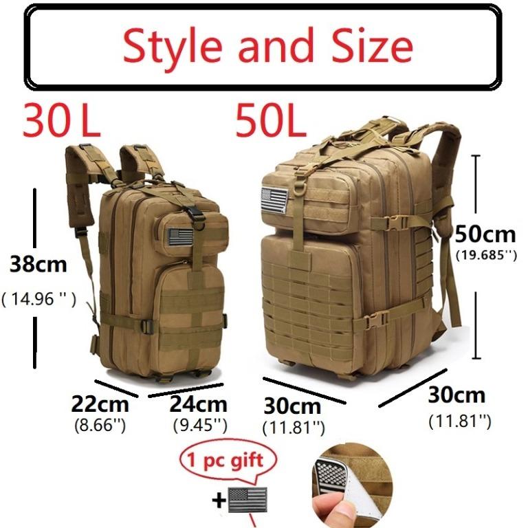50L Large Capacity Men Army Military Tactical Backpack 3P Softback ...