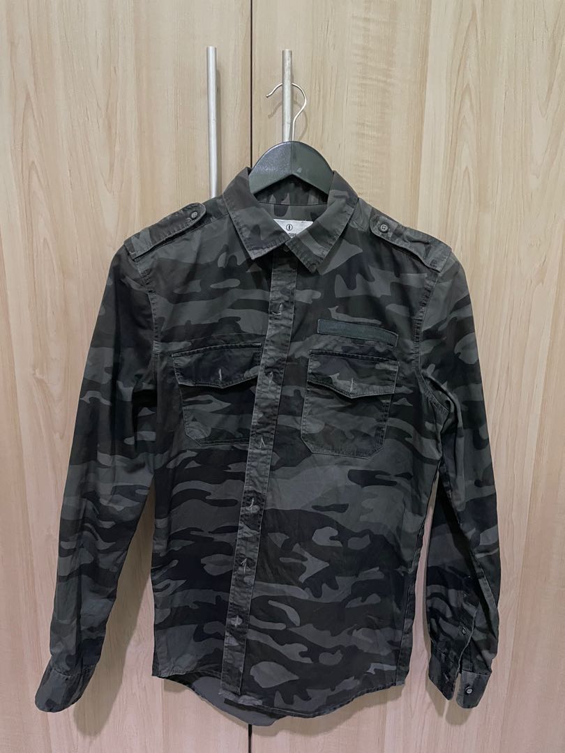 Army Camo Shirt Kemeja, Fesyen Pria 