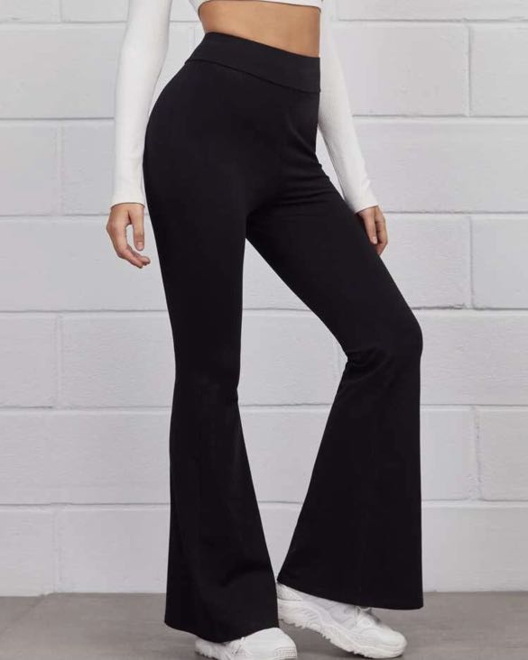 Black flared slacks clearance