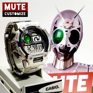 CASIO 幪面超人手錶 影月 Century King Shadow Moon BLACK RX AE-1400 MOD MASKED RIDER custom made watch 全新  原裝錶連鋼帶 MUTE CUSTOMIZE64225027288067110