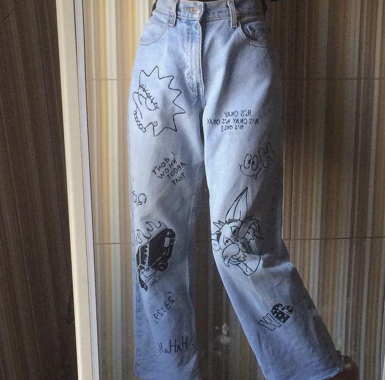 Celana jeans painting, Fesyen Wanita 