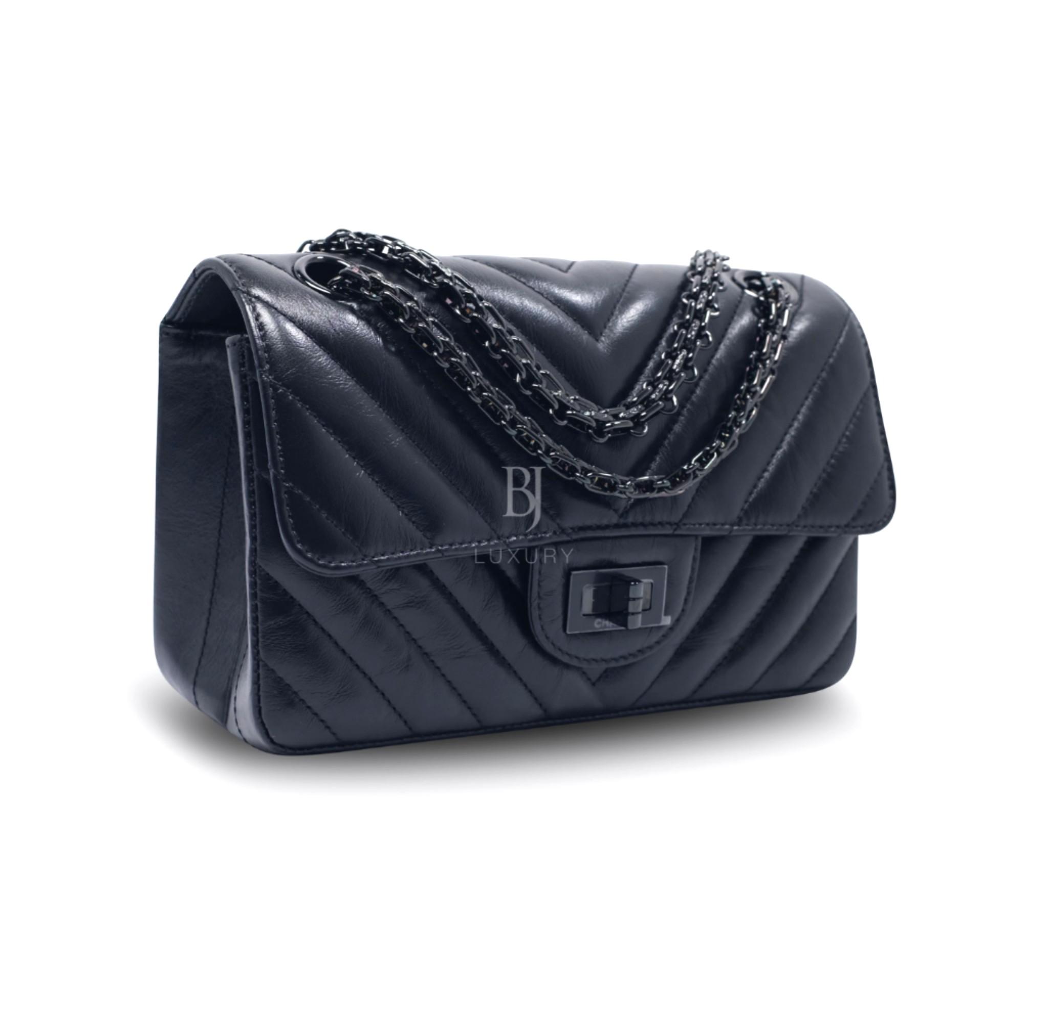 Chanel 2.55 Reissue Mini Flap Shoulder Bag Metallic Midnight Blue