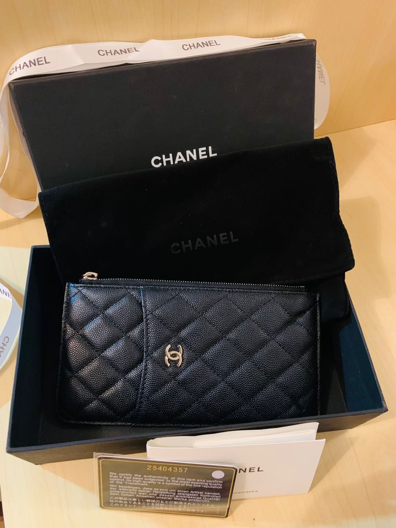Chanel Classic Flat Wallet Pouch Quilted Caviar Goldtone Black in  Iridescent Caviar Leather with Light Goldtone  US