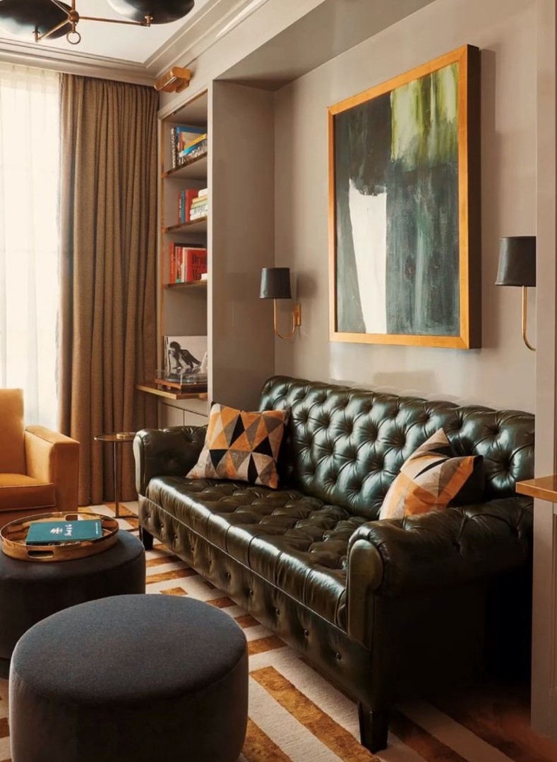 Chesterfield sofa in German leather, Furniture & Home Living, Furniture