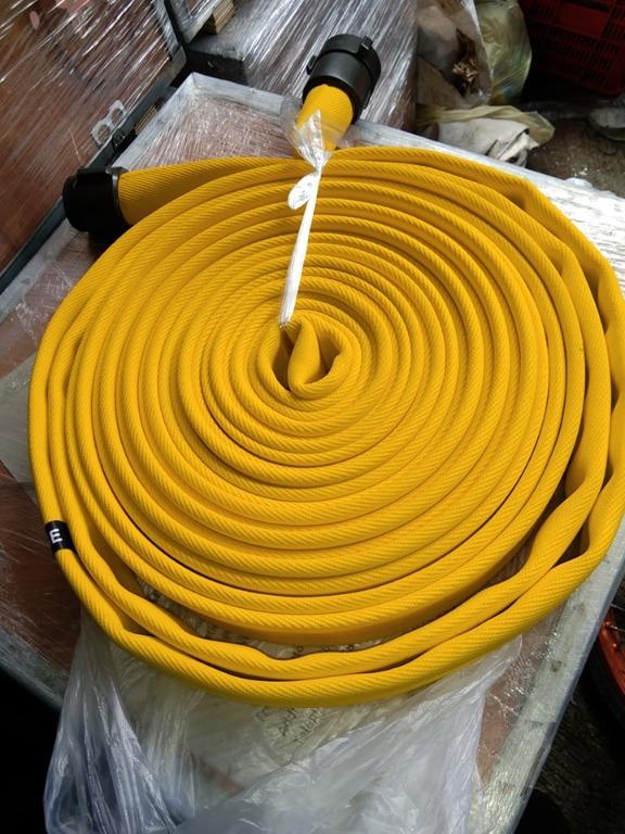 Fire Hose YELLOW 1.5x50 Double Jacket (Category: Construction Tools & Equipment) located in Mandaluyong City. Submitted by shammyshop (Listing ID 1116338394, Image 1). Description: Description 5 Elem YELLOW Fire Hose Size: 1.5"x50' Double Jacket EPDM Liner UL Listed 300 PSI with Aluminum NH Coupling Made in China..