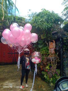 flying helium pink/bobo balloon