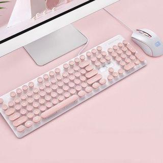 Gaming pink computer keyboard and mouse