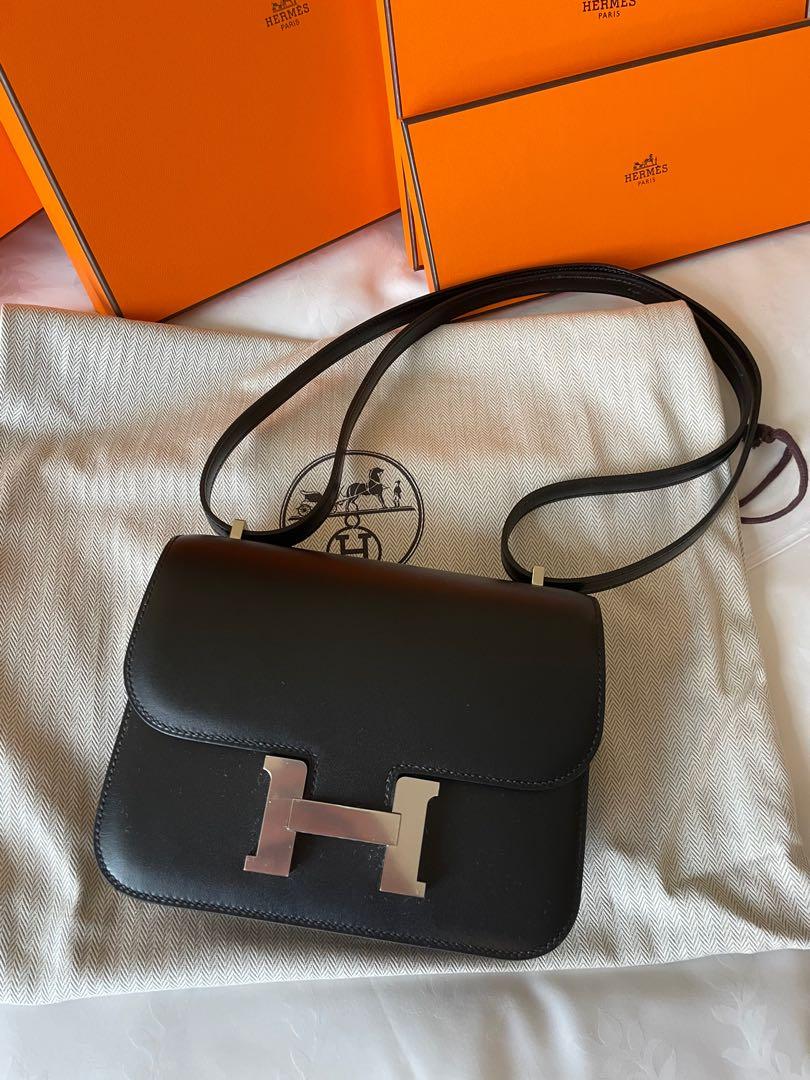 Hermes Constance mini 19 Box Noir silver, 名牌, 手袋及銀包- Carousell