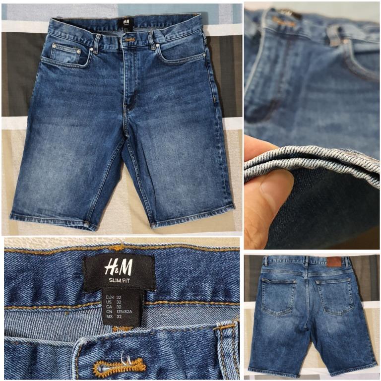H and m mens denim shorts sale