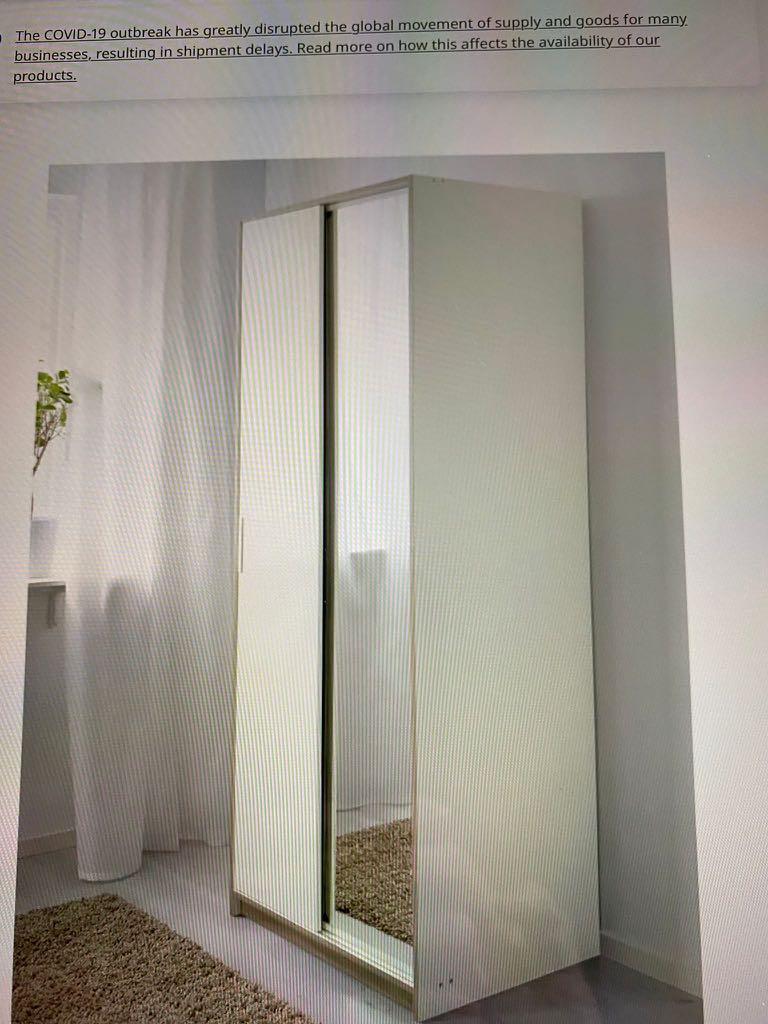 Ikea Mirror Wardrobe (2 Available), Furniture & Home Living, Furniture, Shelves,
