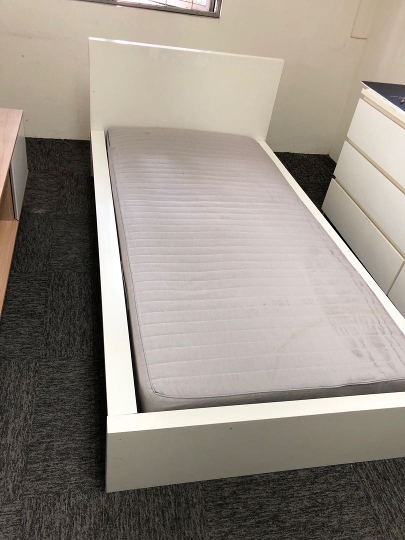 Ikea single bed with SULTAN thick mattress, Furniture & Home Living, Furniture, Bed Frames