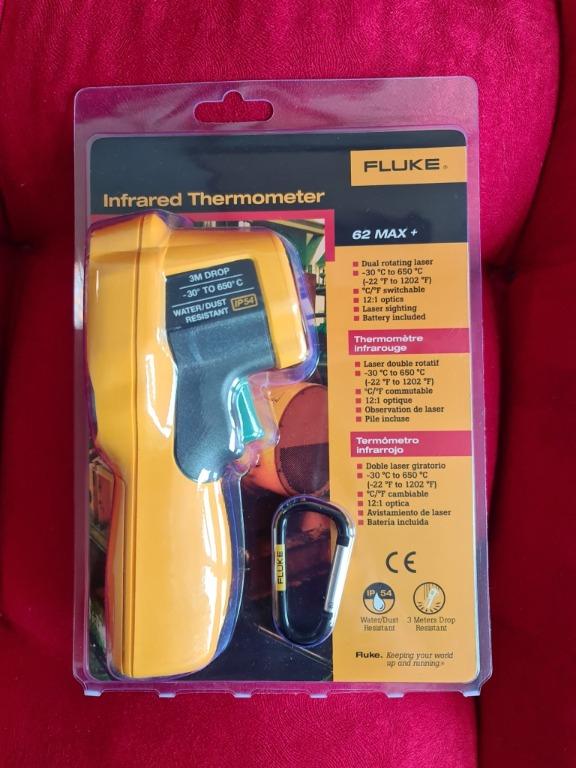 Infrared Thermometer, Fluke 62 Max+, Fluke 62 Max Plus, IR Thermometer (Category: Construction Tools & Equipment) located in Quezon City. Submitted by johnbarbadillo (Listing ID 1116323937, Image 3). Description: IR Thermometer Model: Fluke 62 Max PLUS Make: Fluke (US) Specifications: * Temperature Range: -30 °C to 650 °C (-22 °F to 1202 °F) * Resolution: 0.1 °C (0.2 °F) * Accuracy: ± 1.0 °C or ± 1.0 % of reading, whichever is greater * Distance 