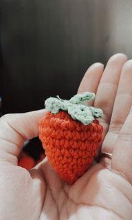Knitted strawberry heart keychain / pouch embellishments add ons