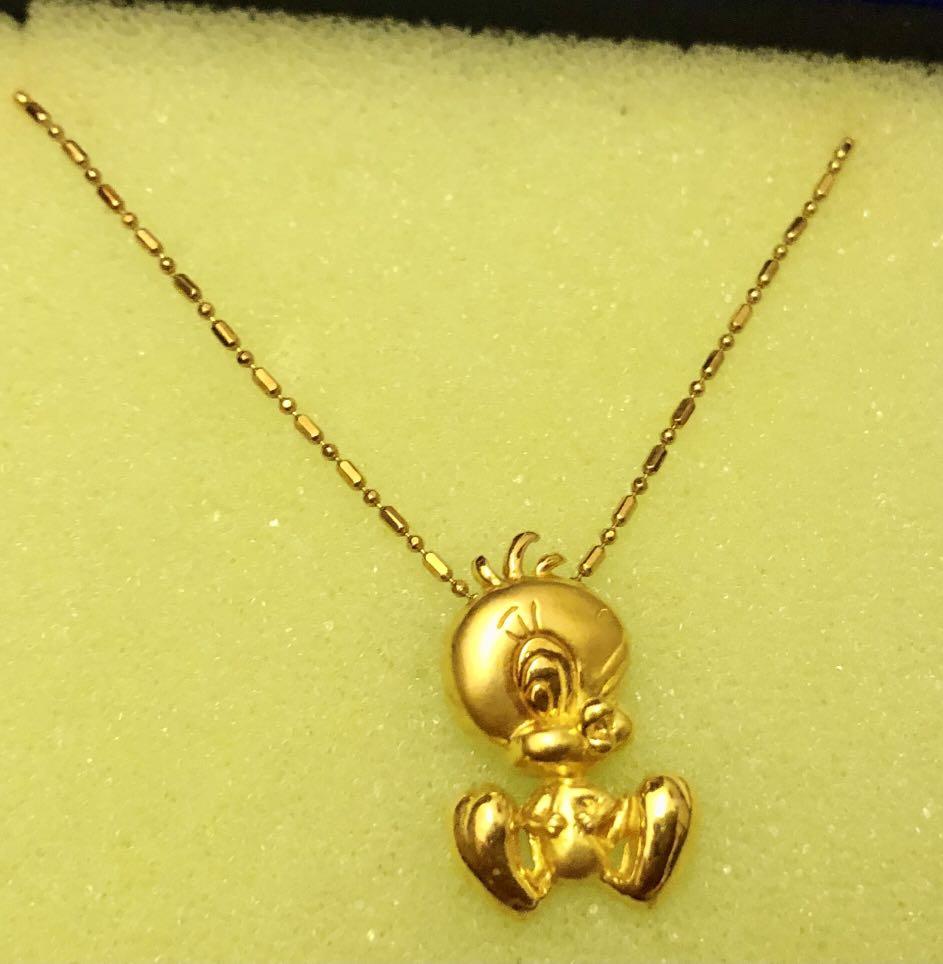 Gold tweety bird necklace clearance