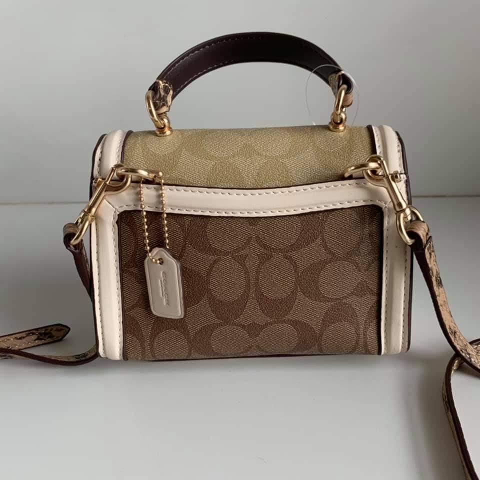 Coach 3079 3077 Micro Tilly Top Handle 18 In Blocked Signature Canvas Women  Handbag Crossbody Sling Bag