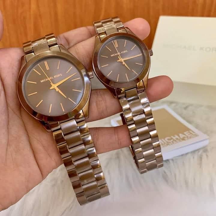 MK COUPLE BRONZE SLIM RUNWAY AUTHENTIC WATCH