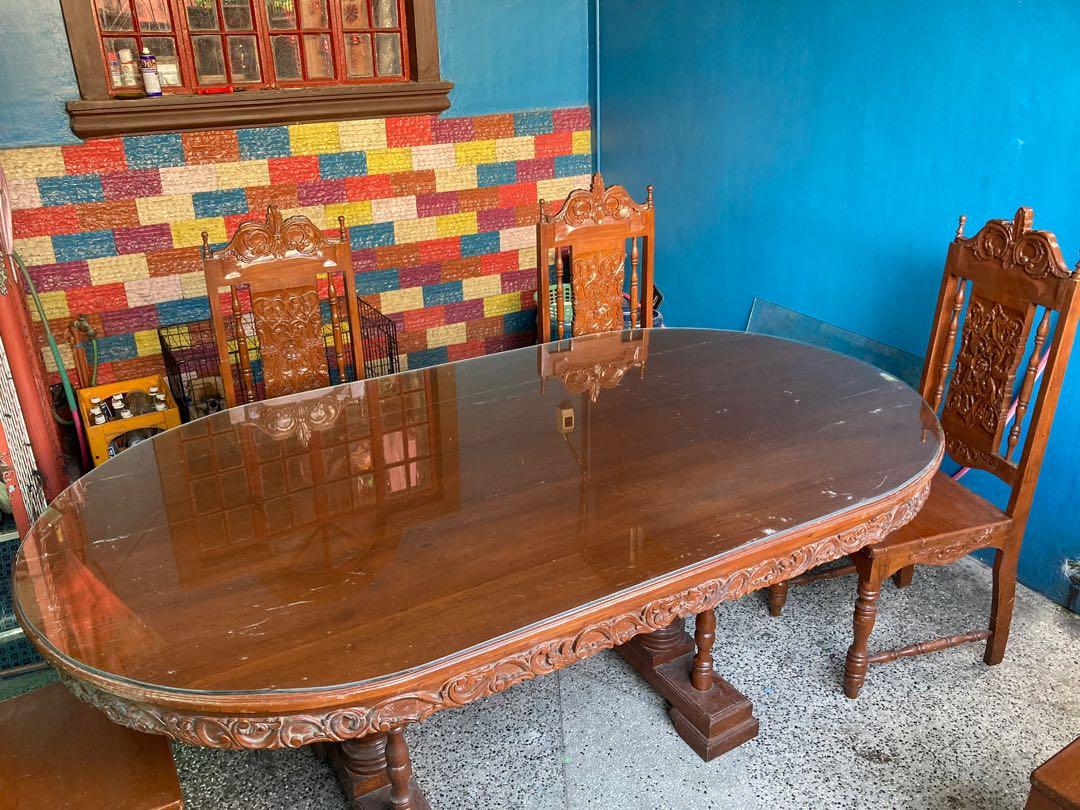 Narra Dinning Table Set (Category: Tables & Sets) located in Pasig City. Submitted by pope_ (Listing ID 1116320410, Image 2). Description: Narra Dining Table Set (6 Seater) Slightly negotiable for serious buyer Minor scratches on the table and chair L 71 in W 41 in H 35 in Location: Life Homes Subdivision, Pasig City.