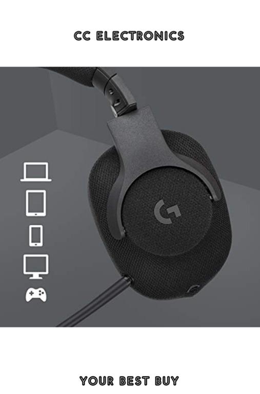 New Logitech G433 Wired Gaming Headset 7.1 Surround Sound DTS Headphone X 40 mm Pro G Audio Drivers Lightweight USB and 3.5 mm Audio Jack PC Mac Nintendo Switch PS4 Xbox One Black Audio Headphones Hea...