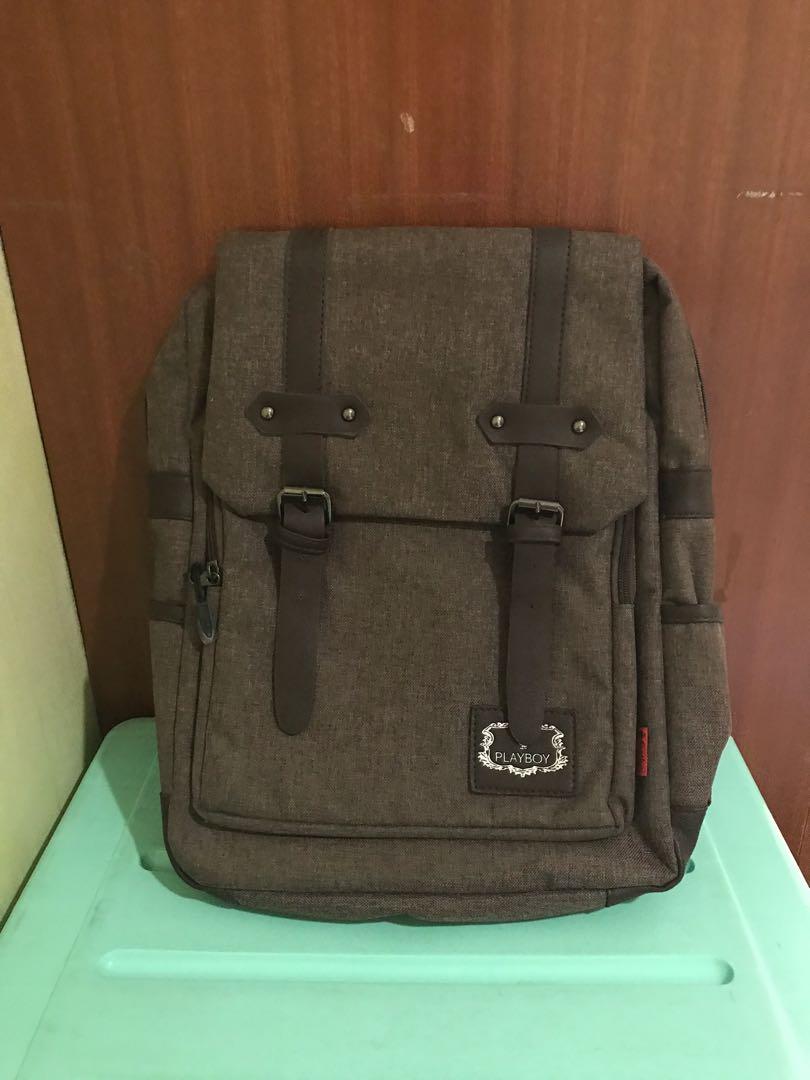 Playboy Brown Backpack, Men's Fashion, Bags, Backpacks on Carousell
