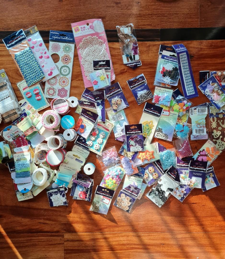 Scrapbook decorative materials and ribbons (Category: Craft Supplies & Tools) located in Mandaluyong City. Submitted by jast_declutter (Listing ID 1116319327, Image 1). Description: slightly used but still in good condition 🙂.