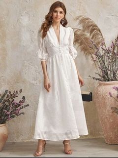 Shein white long dress top