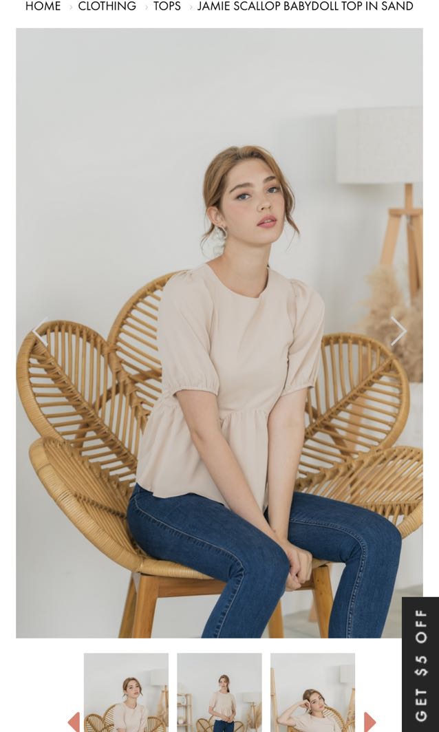 Stage Walk JAMIE SCALLOP BABYDOLL TOP 