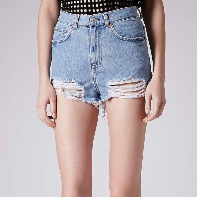 topshop moto petite ripped mom shorts 
