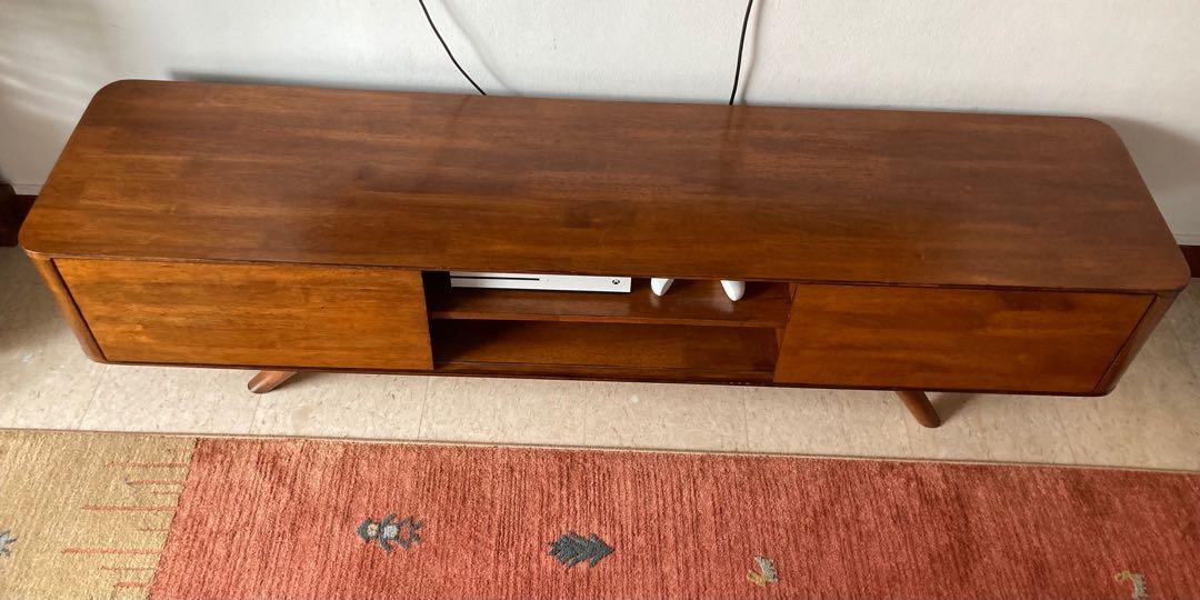 TV Console solid wood with rounded corners, Furniture & Home Living