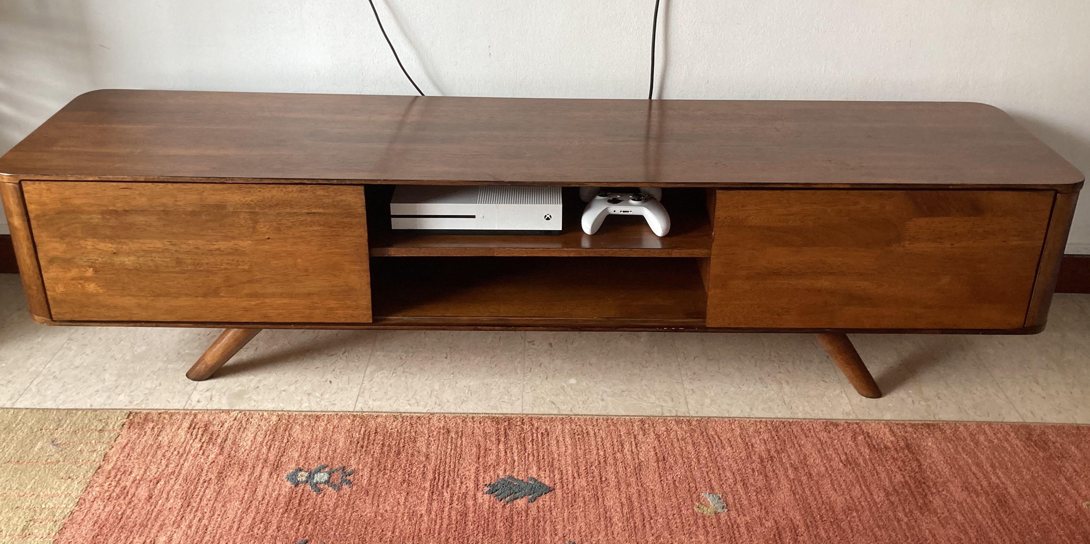 TV Console solid wood with rounded corners, Furniture & Home Living