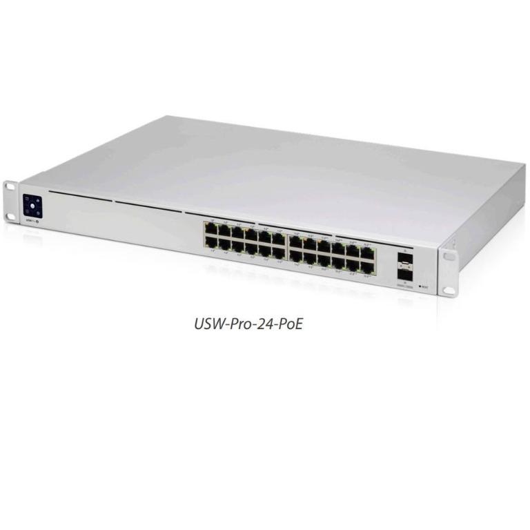 Ubiquiti UniFi Switch PRO 24 PoE Layer 3 Managed Switch (Category: Computer Parts) located in Quezon City. Submitted by ann_xbs (Listing ID 1116321187, Image 1). Description: (8) Gigabit RJ45 802.3bt PoE++ ports (16) Gigabit RJ45 802.3at PoE+ ports (2) 10G SFP+ ports Layer 2 and Layer 3 features 400W maximum PoE power UniFi SmartPower RPS DC input Near-silent cooling 1.3" touchscreen display Managed by UniFi Network Controller USW PRO 24 POE GEN2