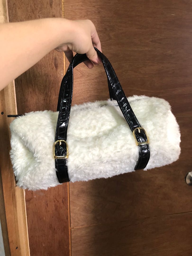 faux fur baguette bag