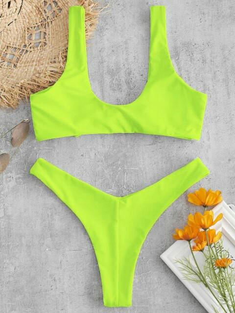 Zaful neon green bikini sale