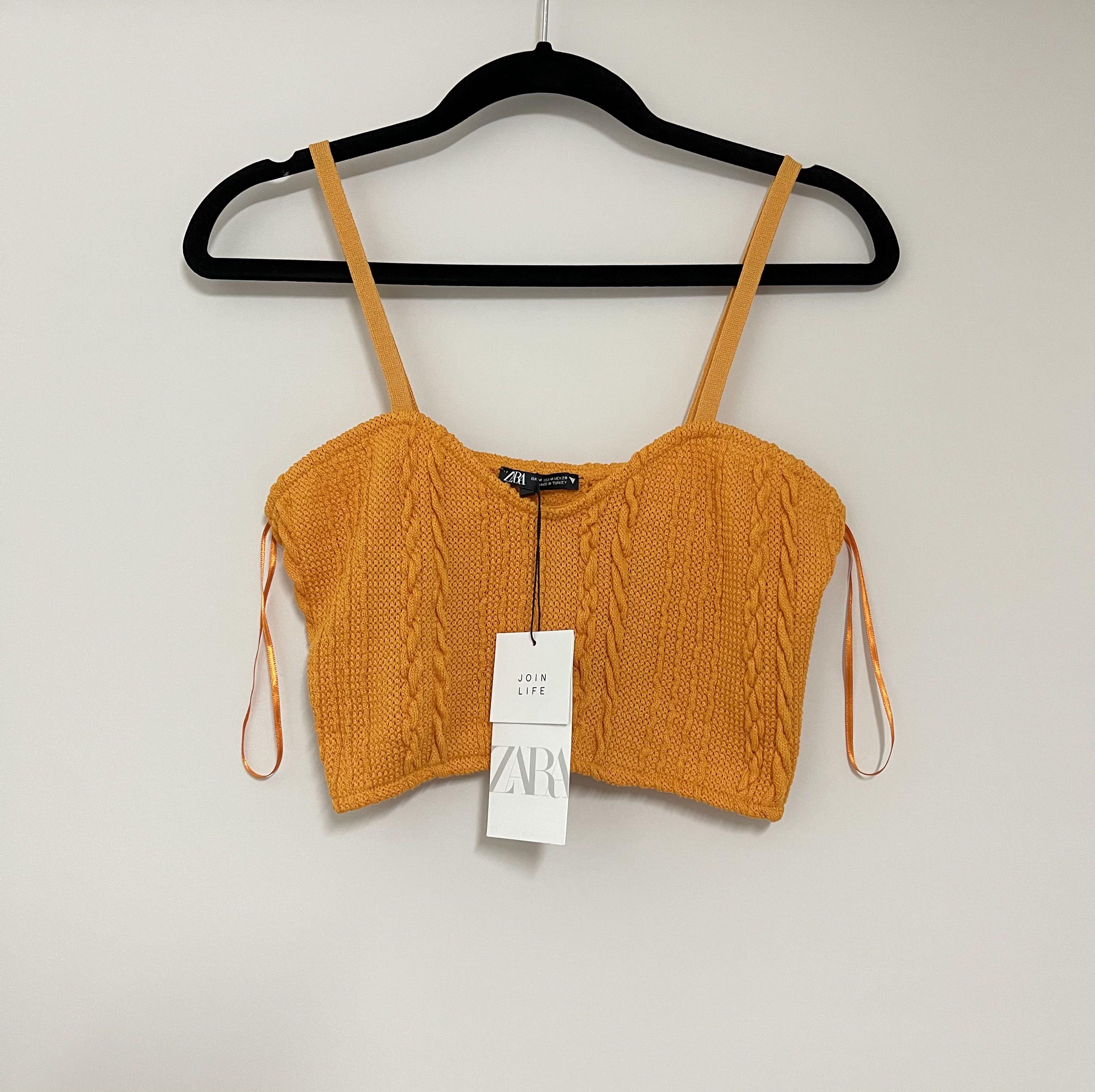 Zara orange knit crop top Clearance