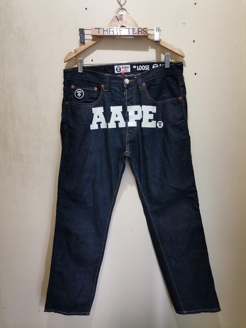 Aape denim pants, Men's Fashion, Bottoms, Jeans on Carousell