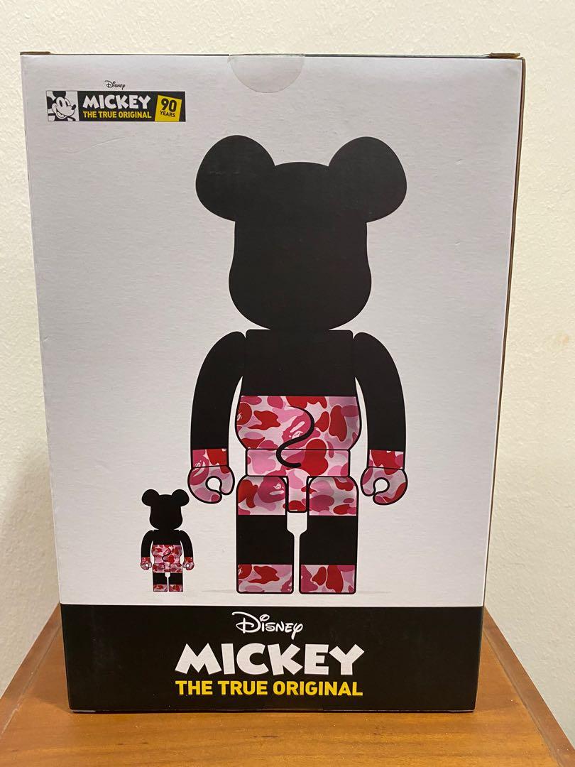 Bearbrick Disney Mickey Mouse x BAPE Camo Pink 90 Years Anniversary 400% +  100% (Medicom Toy)