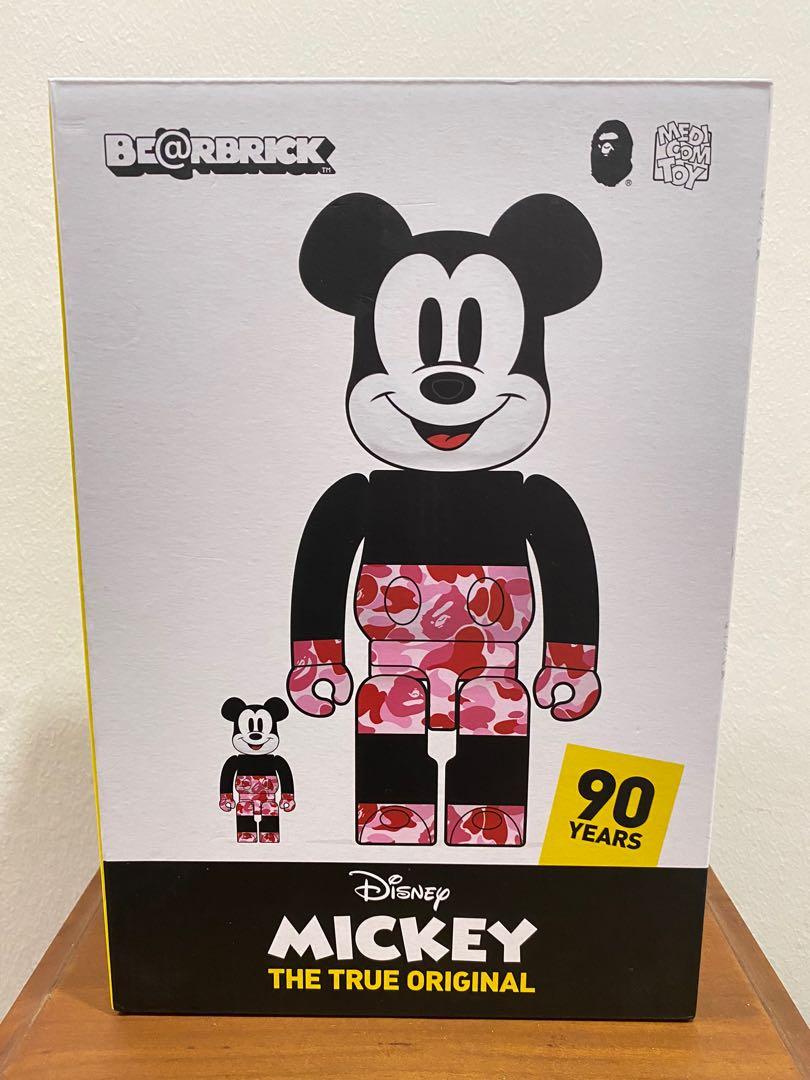 Bearbrick Disney Mickey Mouse x BAPE Camo Pink 90 Years Anniversary 400% +  100% (Medicom Toy)