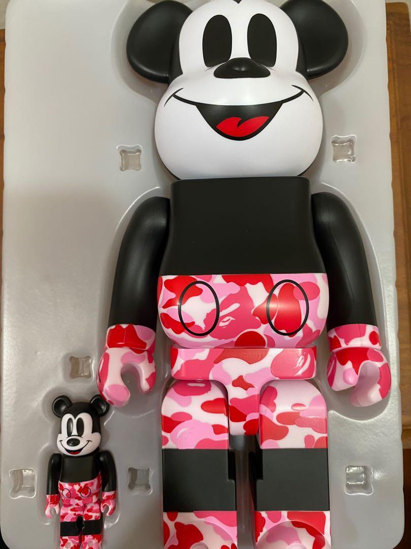 Bearbrick Disney Mickey Mouse x BAPE Camo Pink 90 Years Anniversary 400% +  100% (Medicom Toy)